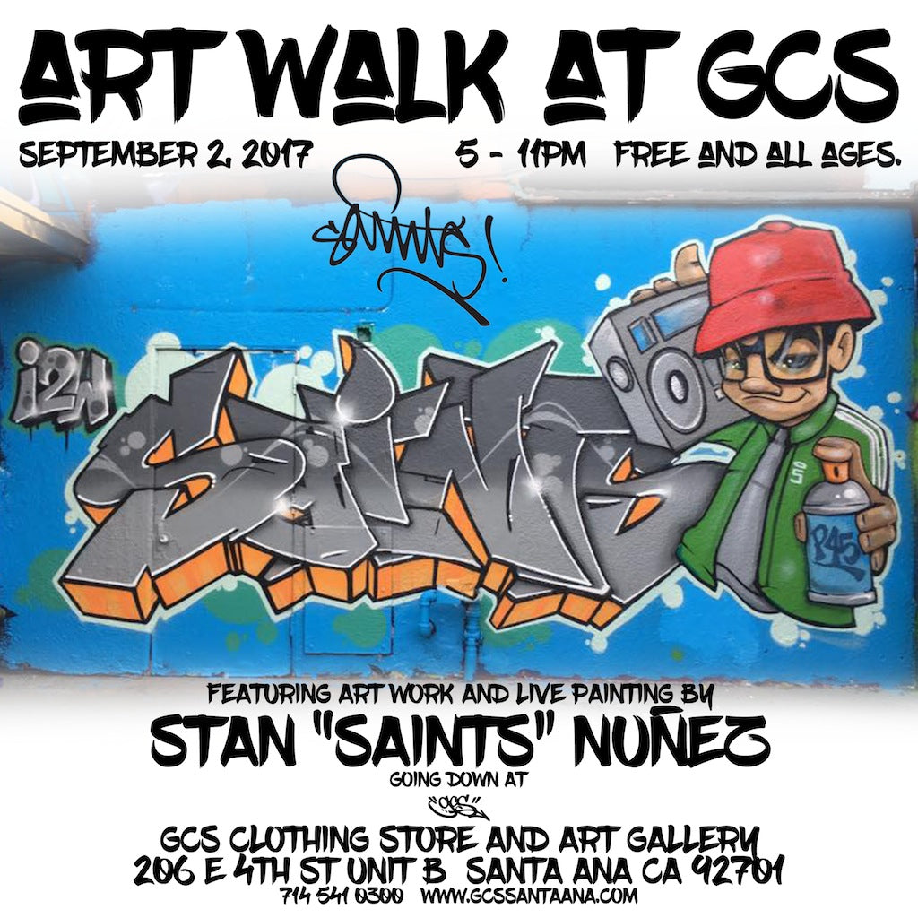 Saints One painting live during art walk