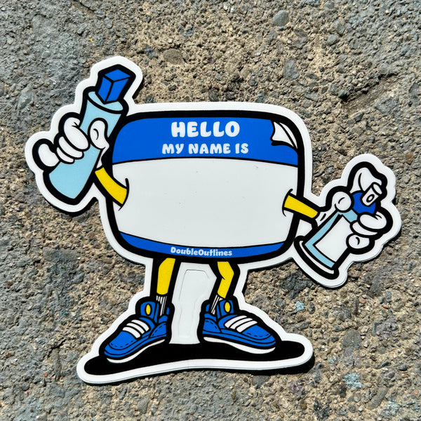Hello My Name Is Sticker (blue) - GCS Clothing