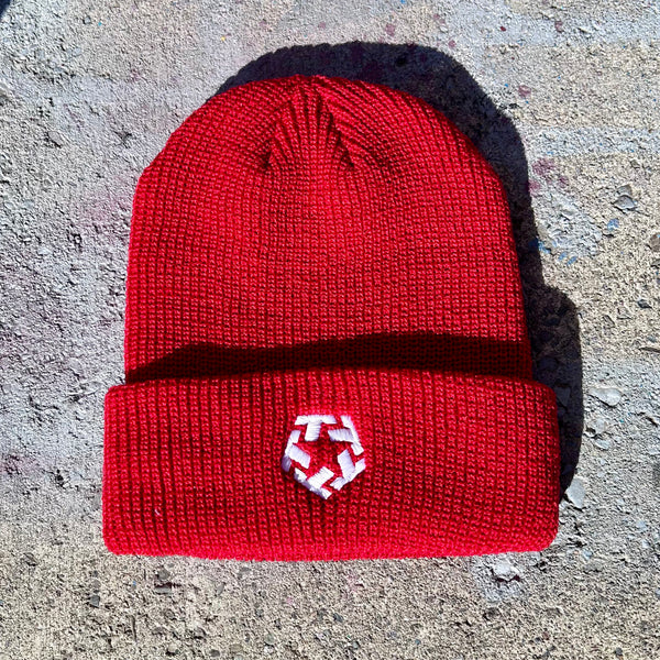 T Star ribbed cuffed beanie (red)