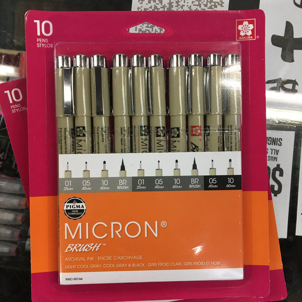 Micron Set 10 pc Grey/Black